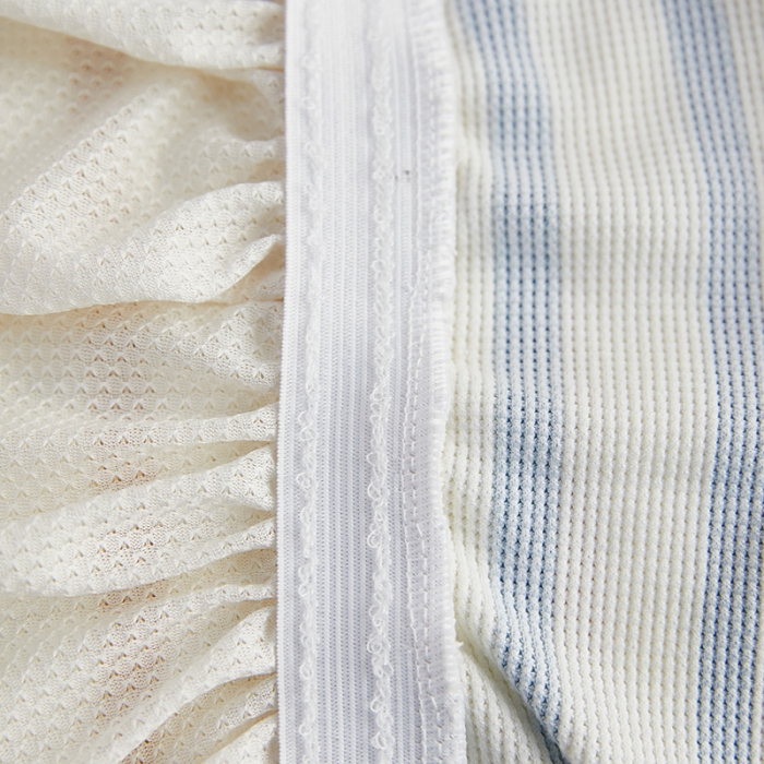 91家纺网 家纺一手货源 找家纺 丝绮鹿 2023新款针织柔肤格沙发床套裙边款 几何-蓝