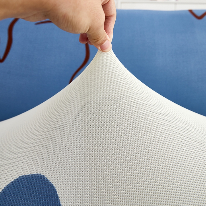 91家纺网 家纺一手货源 找家纺 丝绮鹿 2023新款针织柔肤格沙发床套裙边款 简爱-蓝色