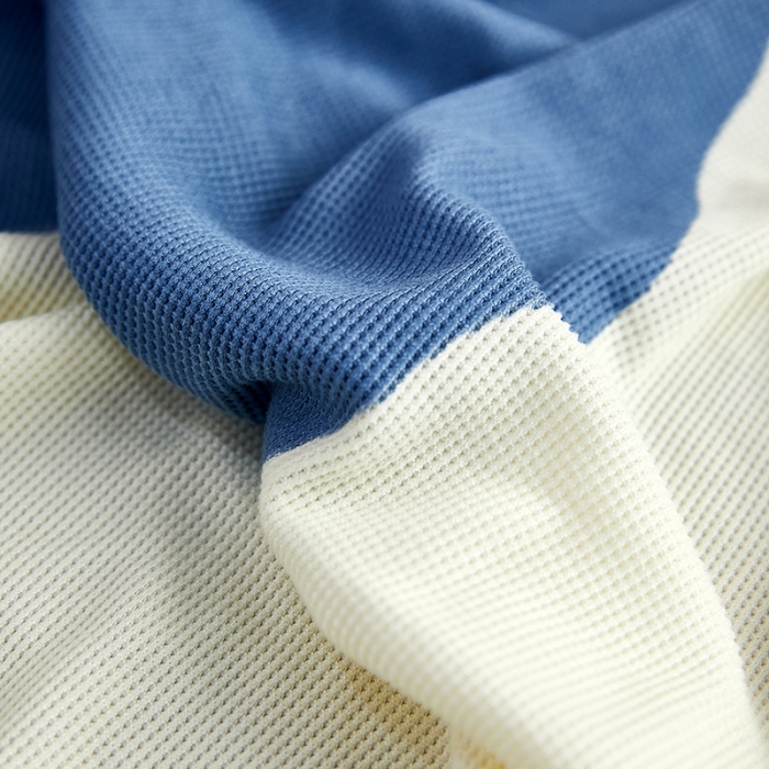 91家纺网 家纺一手货源 找家纺 丝绮鹿 2023新款针织柔肤格沙发床套裙边款 简爱-蓝色