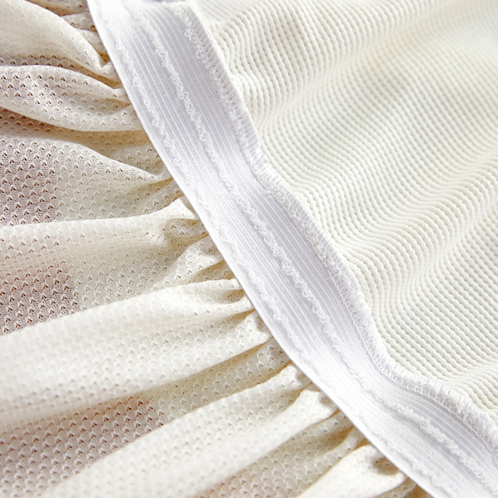 91家纺网 家纺一手货源 找家纺 丝绮鹿 2023新款针织柔肤格沙发床套裙边款 简爱-杏色