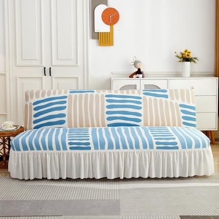 丝绮鹿 2023新款针织柔肤格沙发床套裙边款 米兰条纹