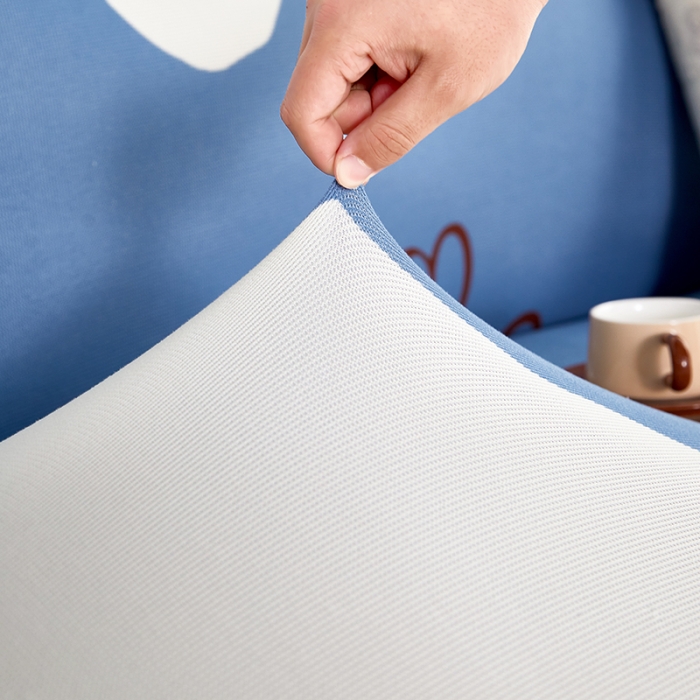 91家纺网 家纺一手货源 找家纺 丝绮鹿 2023新款针织柔肤格沙发套（裙边款） 简爱-蓝色