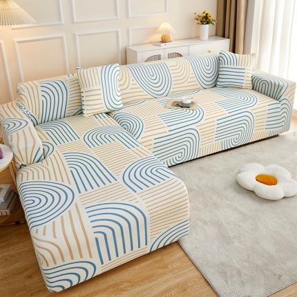 91家纺网 家纺一手货源 找家纺 总丝绮鹿2023针织柔肤格贵妃沙发套松紧款买一个沙发套默认送一个抱枕套