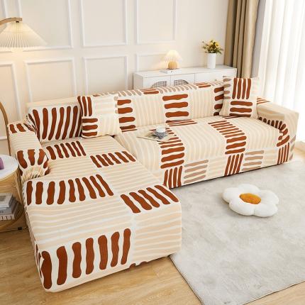 91家纺网 家纺一手货源 找家纺 总丝绮鹿2023针织柔肤格贵妃沙发套松紧款买一个沙发套默认送一个抱枕套