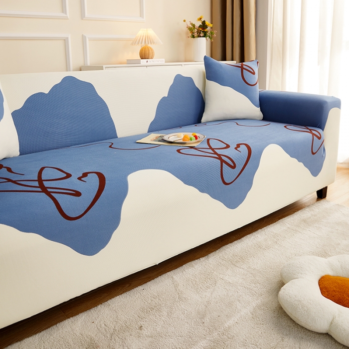 91家纺网 家纺一手货源 找家纺 丝绮鹿2023针织柔肤格三人沙发套松紧款 买一个沙发套默认送一个抱枕套 简爱-蓝色