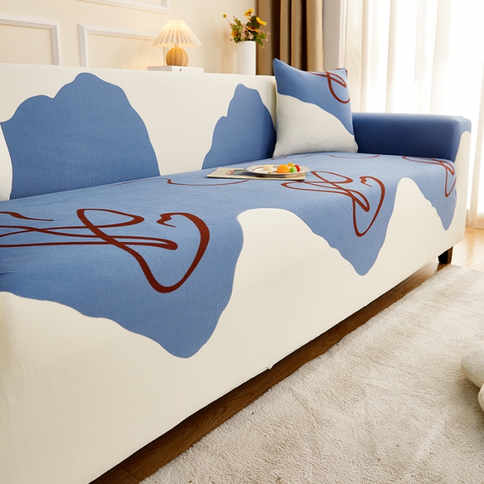 91家纺网 家纺一手货源 找家纺 丝绮鹿2023针织柔肤格三人沙发套松紧款 买一个沙发套默认送一个抱枕套 简爱-蓝色