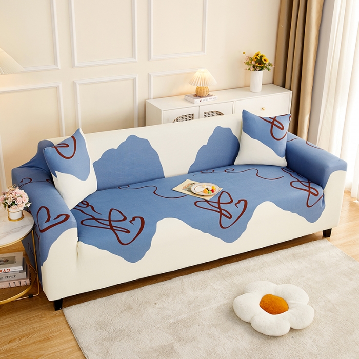 91家纺网 家纺一手货源 找家纺 丝绮鹿2023针织柔肤格三人沙发套松紧款 买一个沙发套默认送一个抱枕套 简爱-蓝色