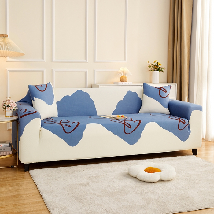 91家纺网 家纺一手货源 找家纺 丝绮鹿2023针织柔肤格三人沙发套松紧款 买一个沙发套默认送一个抱枕套 简爱-蓝色