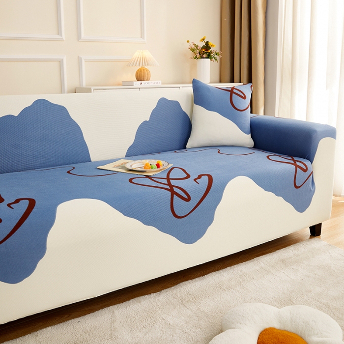 91家纺网 家纺一手货源 找家纺 丝绮鹿2023针织柔肤格三人沙发套松紧款 买一个沙发套默认送一个抱枕套 简爱-蓝色