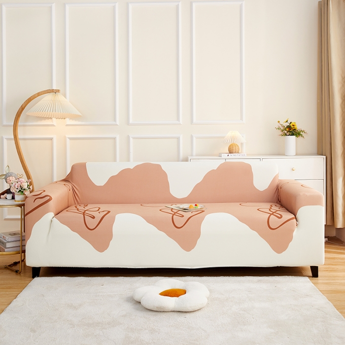 91家纺网 家纺一手货源 找家纺 丝绮鹿2023针织柔肤格三人沙发套松紧款 买一个沙发套默认送一个抱枕套 简爱-杏色