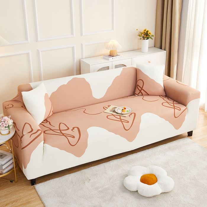 91家纺网 家纺一手货源 找家纺 丝绮鹿2023针织柔肤格三人沙发套松紧款 买一个沙发套默认送一个抱枕套 简爱-杏色