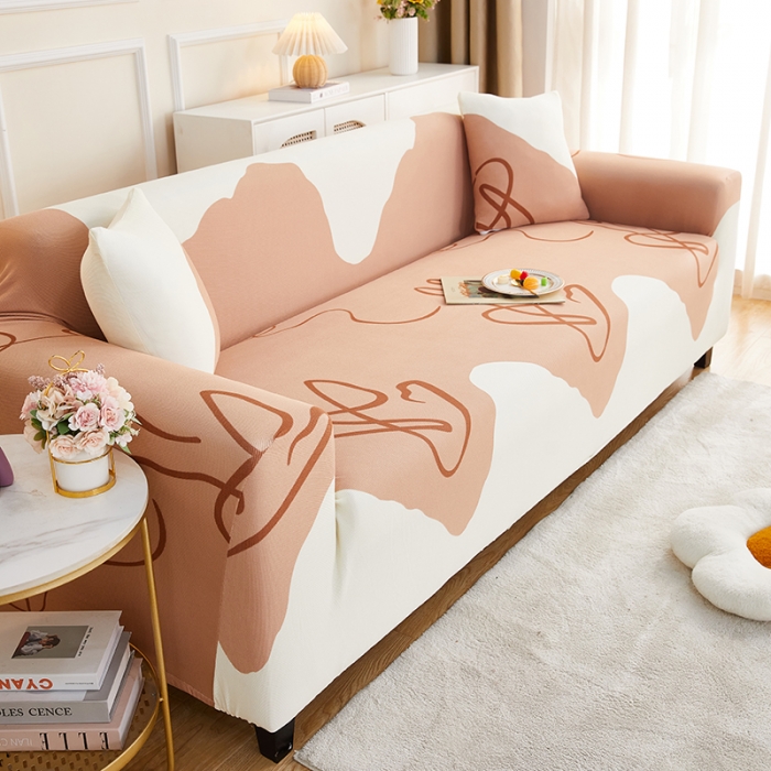 91家纺网 家纺一手货源 找家纺 丝绮鹿2023针织柔肤格三人沙发套松紧款 买一个沙发套默认送一个抱枕套 简爱-杏色