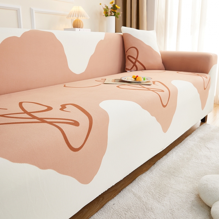 91家纺网 家纺一手货源 找家纺 丝绮鹿2023针织柔肤格三人沙发套松紧款 买一个沙发套默认送一个抱枕套 简爱-杏色