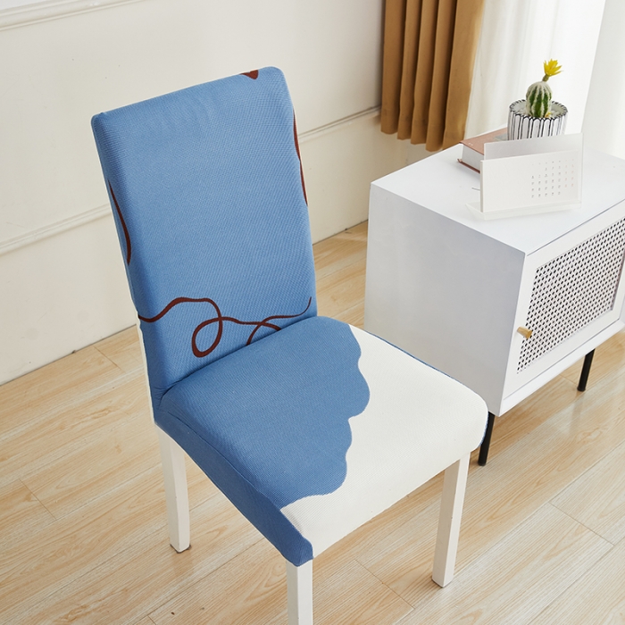 91家纺网 家纺一手货源 找家纺 丝绮鹿 2023新款针织柔肤格椅子套松紧款 简爱-蓝色