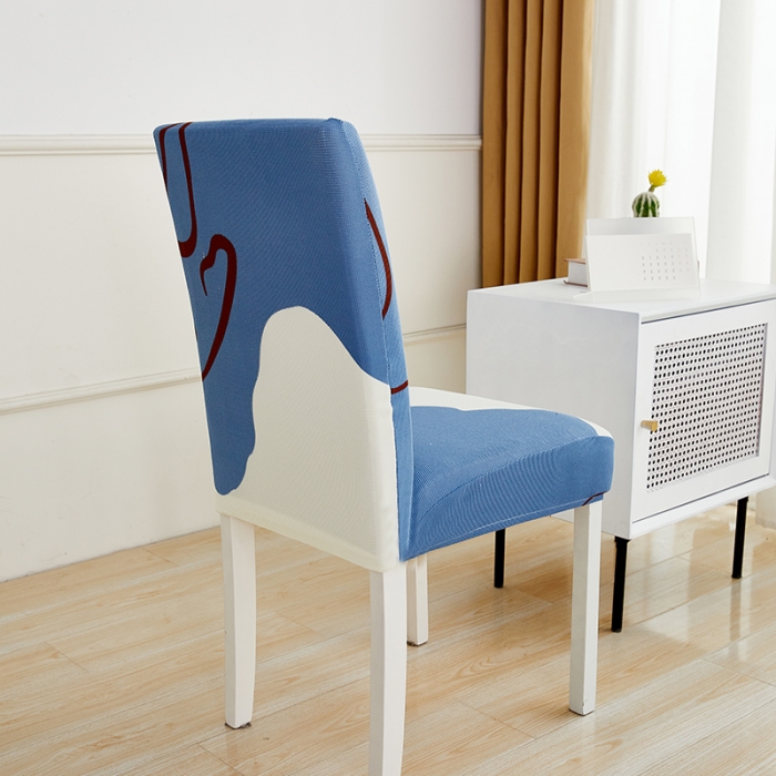 91家纺网 家纺一手货源 找家纺 丝绮鹿 2023新款针织柔肤格椅子套松紧款 简爱-蓝色