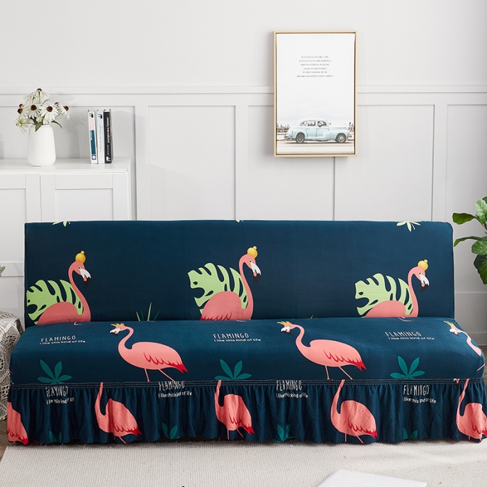 91家纺网 家纺一手货源 找家纺 丝绮鹿 2023新款牛奶丝沙发床套（裙边款） 爱情鸟