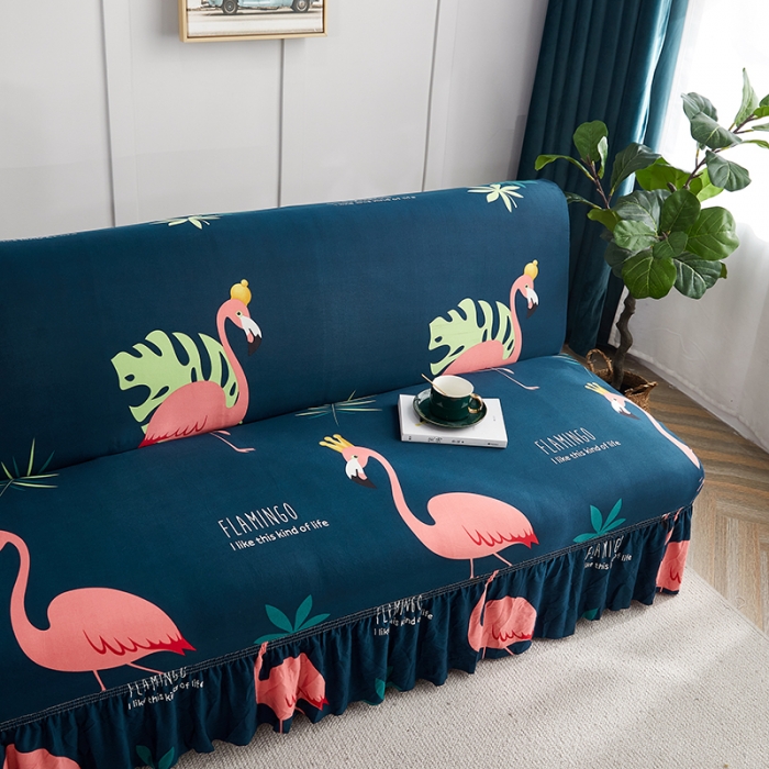 91家纺网 家纺一手货源 找家纺 丝绮鹿 2023新款牛奶丝沙发床套（裙边款） 爱情鸟