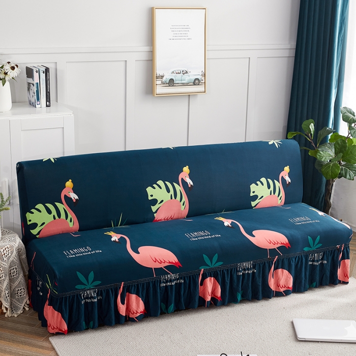 91家纺网 家纺一手货源 找家纺 丝绮鹿 2023新款牛奶丝沙发床套（裙边款） 爱情鸟