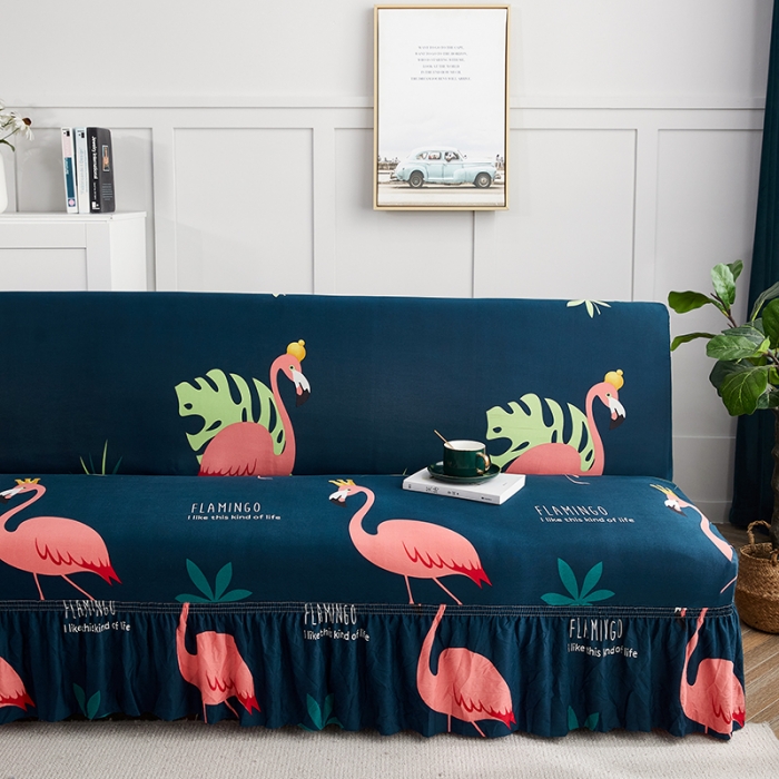 91家纺网 家纺一手货源 找家纺 丝绮鹿 2023新款牛奶丝沙发床套（裙边款） 爱情鸟