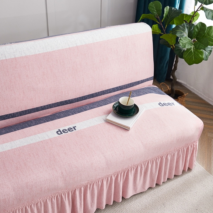 91家纺网 家纺一手货源 找家纺 丝绮鹿 2023新款牛奶丝沙发床套（裙边款） 萌萌小鹿