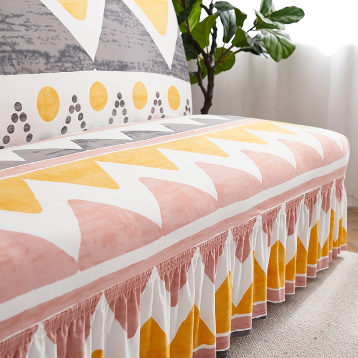 91家纺网 家纺一手货源 找家纺 丝绮鹿 2023新款牛奶丝沙发床套（裙边款） 米亚