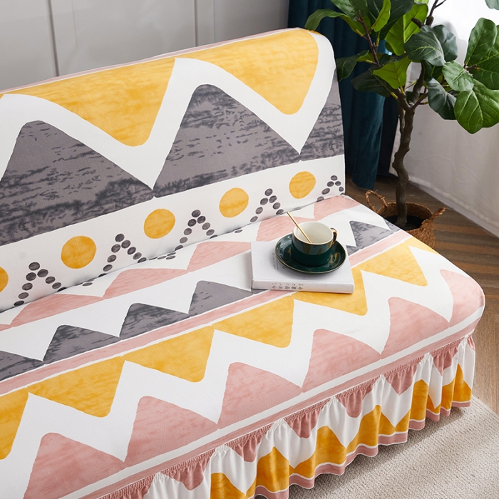 91家纺网 家纺一手货源 找家纺 丝绮鹿 2023新款牛奶丝沙发床套（裙边款） 米亚