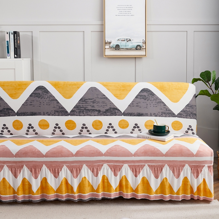 91家纺网 家纺一手货源 找家纺 丝绮鹿 2023新款牛奶丝沙发床套（裙边款） 米亚