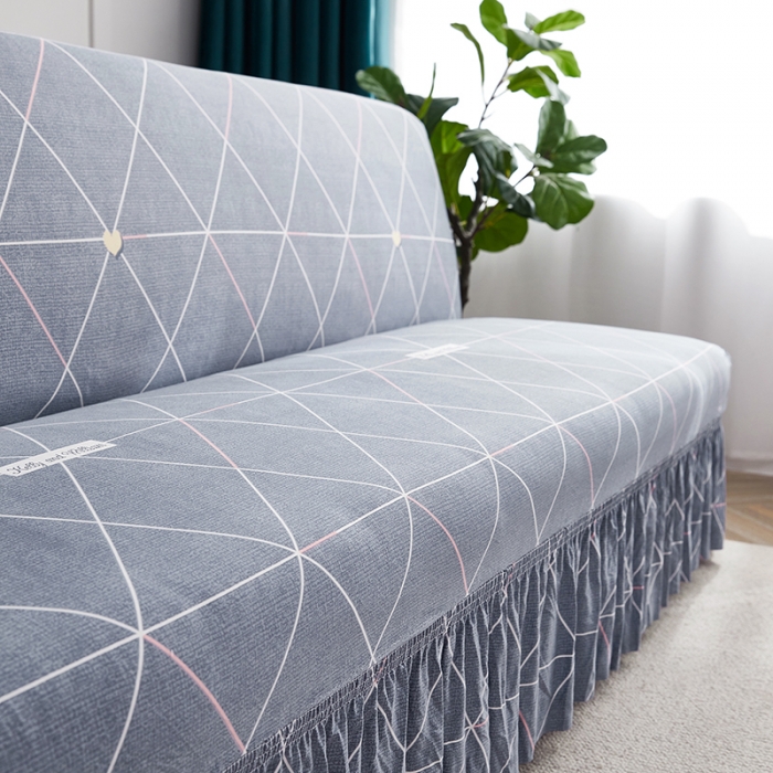 91家纺网 家纺一手货源 找家纺 丝绮鹿 2023新款牛奶丝沙发床套（裙边款） 情书