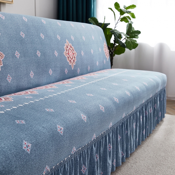 91家纺网 家纺一手货源 找家纺 丝绮鹿 2023新款牛奶丝沙发床套（裙边款） 岁月静好