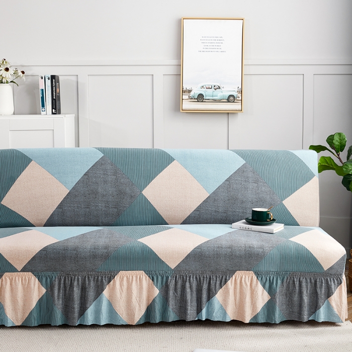 91家纺网 家纺一手货源 找家纺 丝绮鹿 2023新款牛奶丝沙发床套（裙边款） 现代绅士