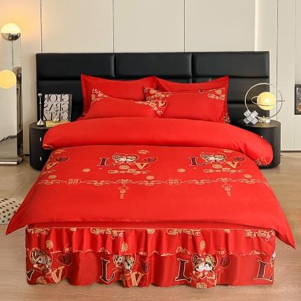 91家纺网 家纺一手货源 找家纺 （总）梦柏 2020新款加厚磨毛四件套小版床裙款