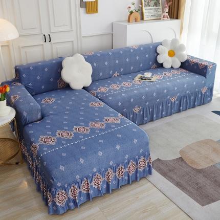 91家纺网 家纺一手货源 找家纺 丝绮鹿 2023新款牛奶丝沙发套贵妃图（裙边款） 岁月静好