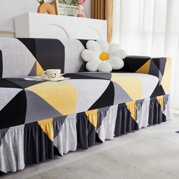 91家纺网 家纺一手货源 找家纺 丝绮鹿 2023新款牛奶丝沙发套贵妃图（裙边款） 潮流