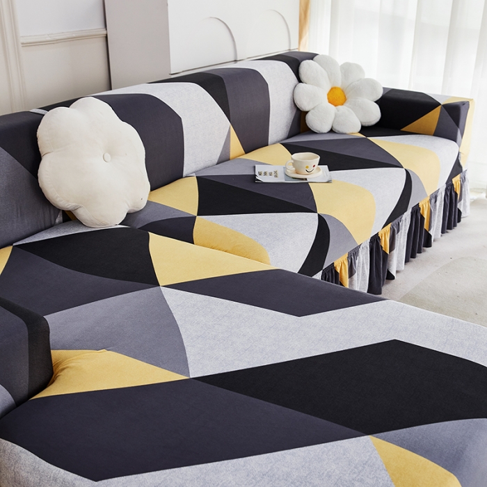 91家纺网 家纺一手货源 找家纺 丝绮鹿 2023新款牛奶丝沙发套贵妃图（裙边款） 潮流