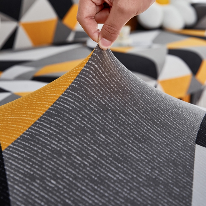 91家纺网 家纺一手货源 找家纺 丝绮鹿 2023新款牛奶丝沙发套贵妃图（裙边款） 几何碎片