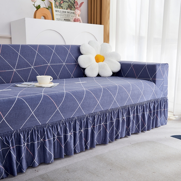 91家纺网 家纺一手货源 找家纺 丝绮鹿 2023新款牛奶丝沙发套贵妃图（裙边款） 情书