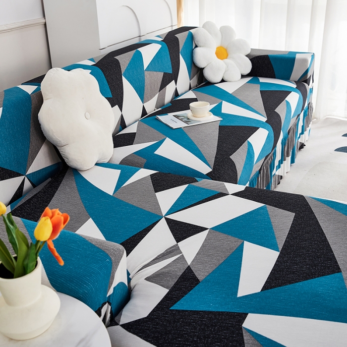 91家纺网 家纺一手货源 找家纺 丝绮鹿 2023新款牛奶丝沙发套贵妃图（裙边款） 时光隧道