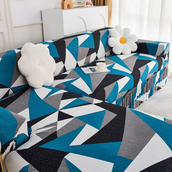 91家纺网 家纺一手货源 找家纺 丝绮鹿 2023新款牛奶丝沙发套贵妃图（裙边款） 时光隧道