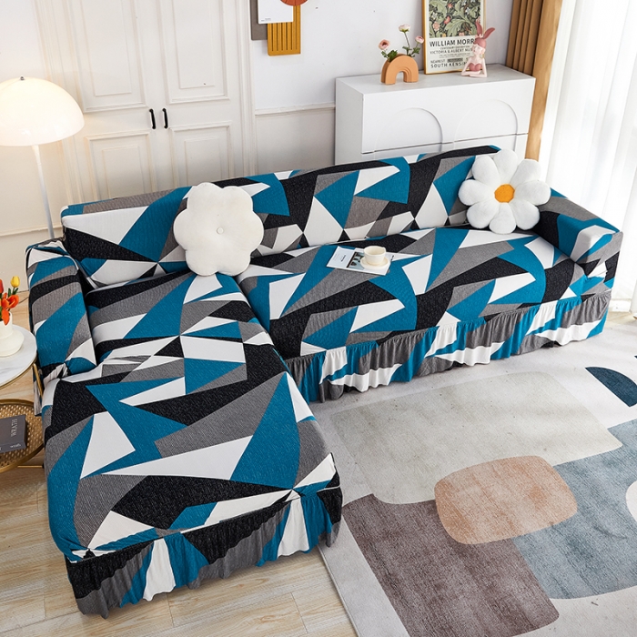 91家纺网 家纺一手货源 找家纺 丝绮鹿 2023新款牛奶丝沙发套贵妃图（裙边款） 时光隧道