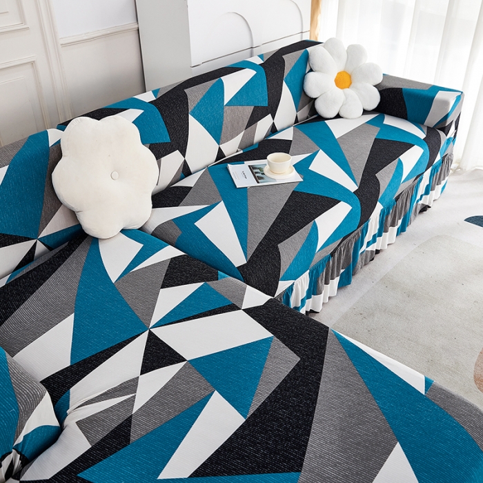 91家纺网 家纺一手货源 找家纺 丝绮鹿 2023新款牛奶丝沙发套贵妃图（裙边款） 时光隧道