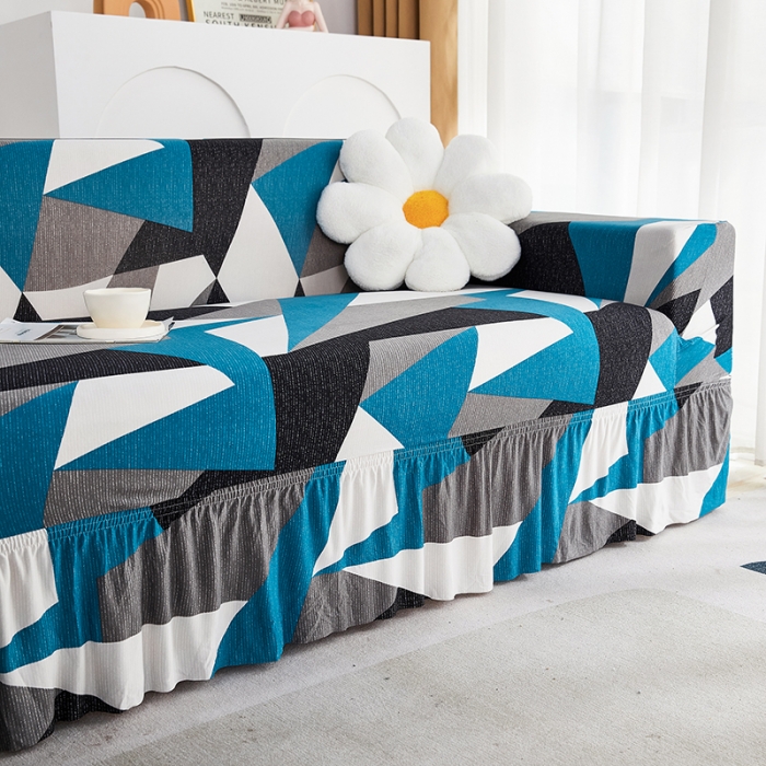 91家纺网 家纺一手货源 找家纺 丝绮鹿 2023新款牛奶丝沙发套贵妃图（裙边款） 时光隧道