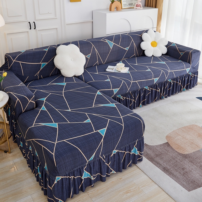 91家纺网 家纺一手货源 找家纺 丝绮鹿 2023新款牛奶丝沙发套贵妃图（裙边款） 时尚空间