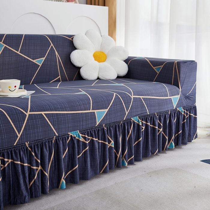 91家纺网 家纺一手货源 找家纺 丝绮鹿 2023新款牛奶丝沙发套贵妃图（裙边款） 时尚空间