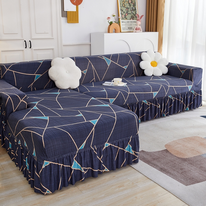 91家纺网 家纺一手货源 找家纺 丝绮鹿 2023新款牛奶丝沙发套贵妃图（裙边款） 时尚空间