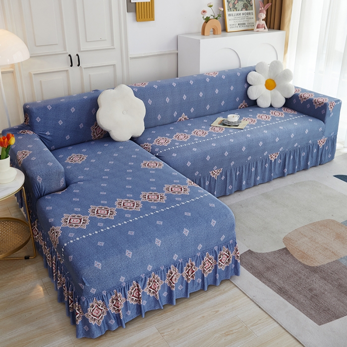 91家纺网 家纺一手货源 找家纺 丝绮鹿 2023新款牛奶丝沙发套贵妃图（裙边款） 岁月静好