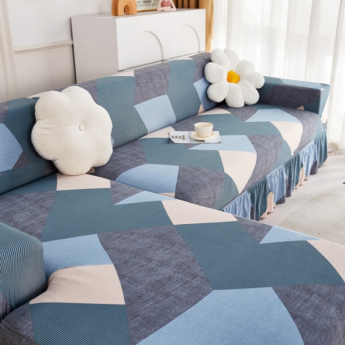 91家纺网 家纺一手货源 找家纺 丝绮鹿 2023新款牛奶丝沙发套贵妃图（裙边款） 现代绅士