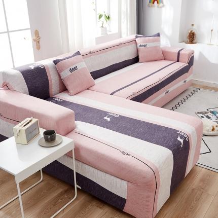 91家纺网 家纺一手货源 找家纺 丝绮鹿 2023新款牛奶丝沙发套贵妃图（松紧款） 萌萌小鹿