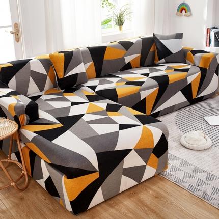 91家纺网 家纺一手货源 找家纺 丝绮鹿 2023新款牛奶丝沙发套贵妃图（松紧款） 几何碎片