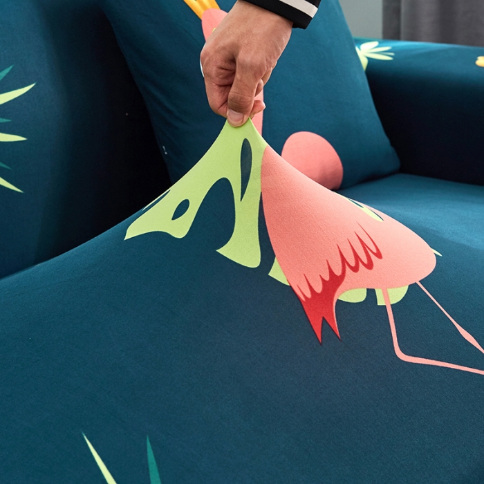 91家纺网 家纺一手货源 找家纺 丝绮鹿 2023新款牛奶丝沙发套贵妃图（松紧款） 爱情鸟