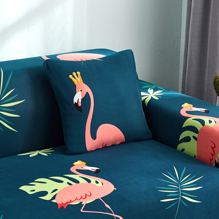 91家纺网 家纺一手货源 找家纺 丝绮鹿 2023新款牛奶丝沙发套贵妃图（松紧款） 爱情鸟